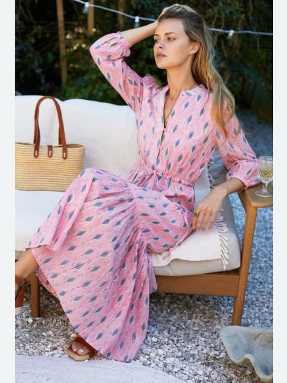 Emerson Fry India Collection Frances 2 Pink Maxi Dress Sz M